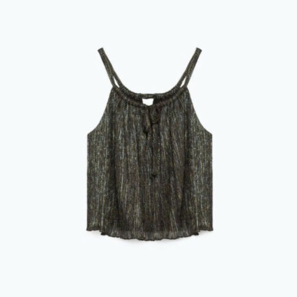 Zara flowy top. Black/Metallic. XS. Brand new - Picture 4 of 6